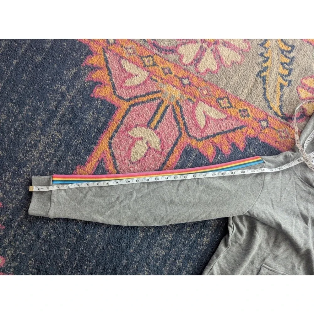 HANNA ANDERSSON Girls Gray Rainbow Stripe Sleeve Hoodie Dress w/Pocket‎ Sz 14/16